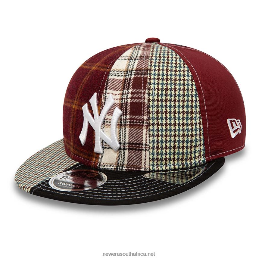 New York Yankees MLB Patch Panel Dark Red 9FIFTY Snapback Cap New Era TRBRBN1910