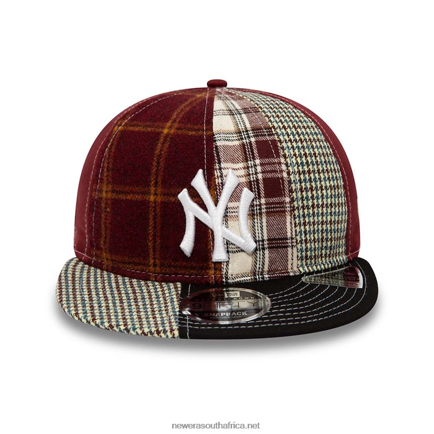 New York Yankees MLB Patch Panel Dark Red 9FIFTY Snapback Cap New Era TRBRBN1910