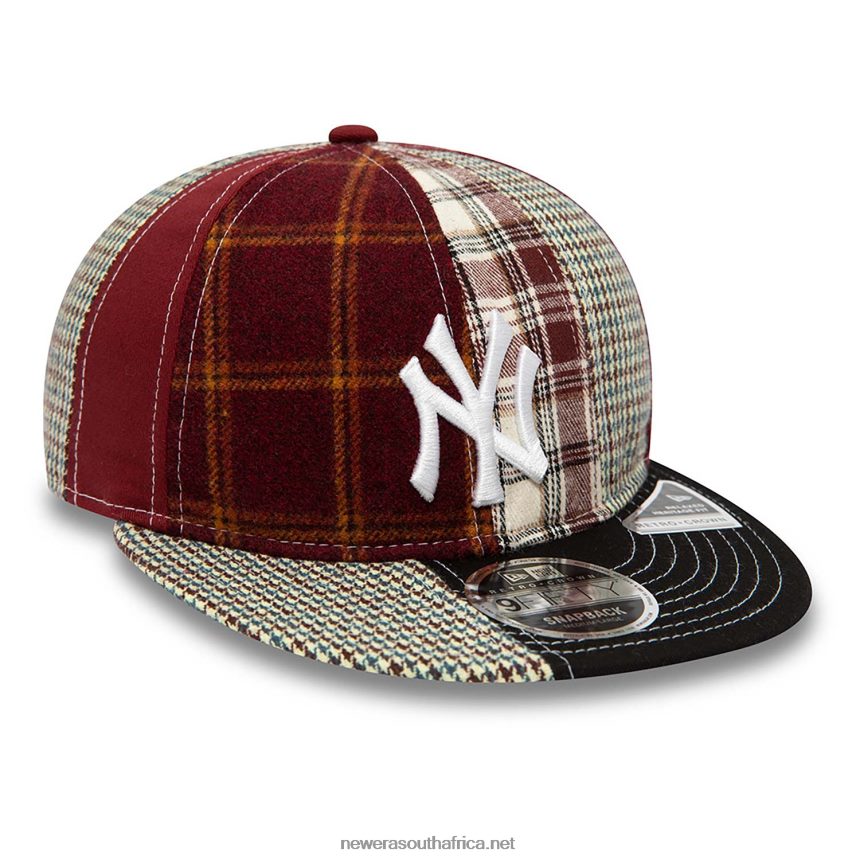 New York Yankees MLB Patch Panel Dark Red 9FIFTY Snapback Cap New Era TRBRBN1910