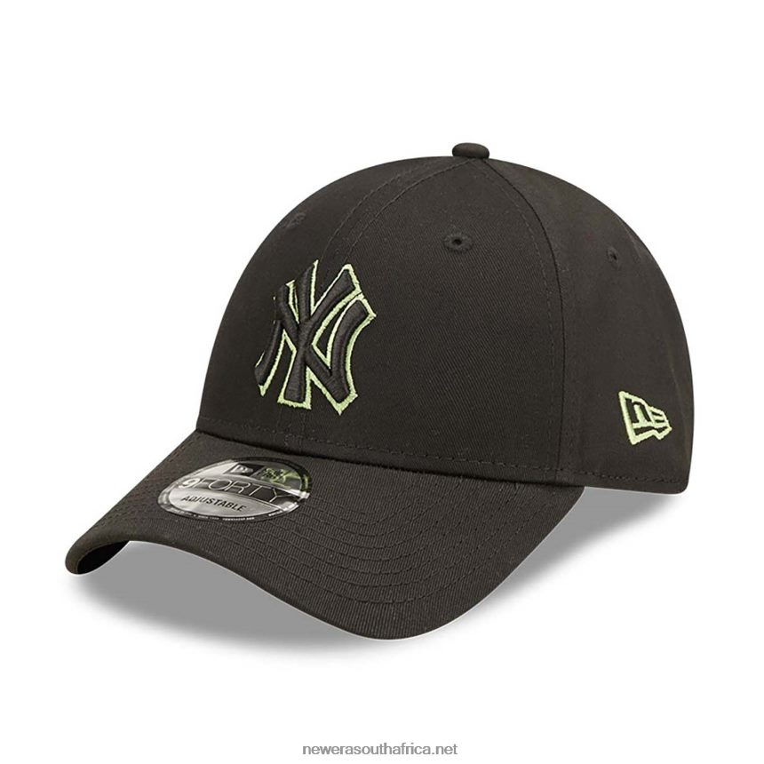 New York Yankees Team Outline Black 9FORTY Adjustable Cap New Era TRBRBN1534