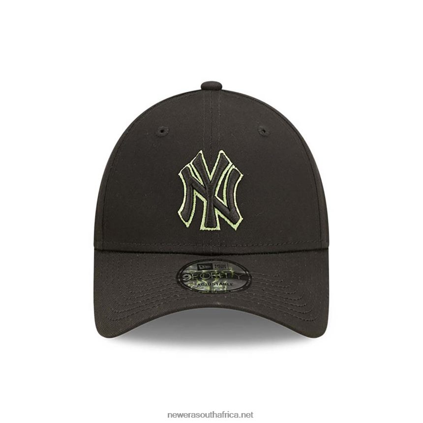 New York Yankees Team Outline Black 9FORTY Adjustable Cap New Era TRBRBN1534