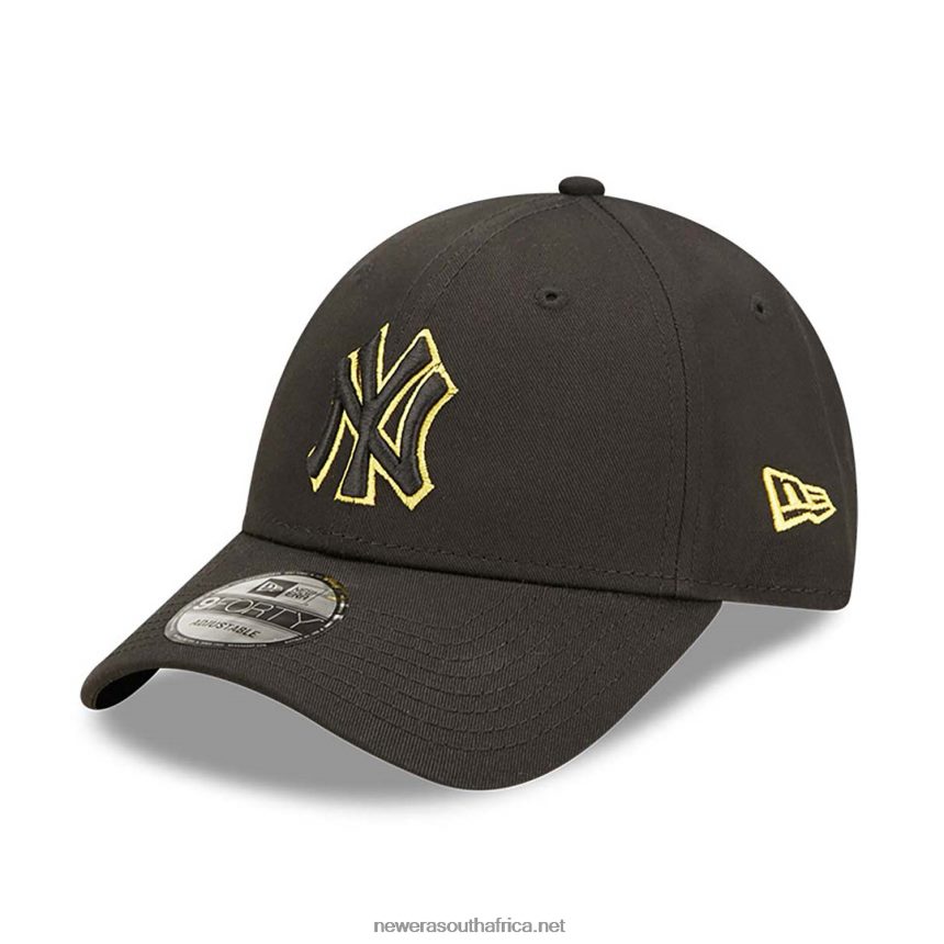 New York Yankees Team Outline Black 9FORTY Adjustable Cap New Era TRBRBN1552