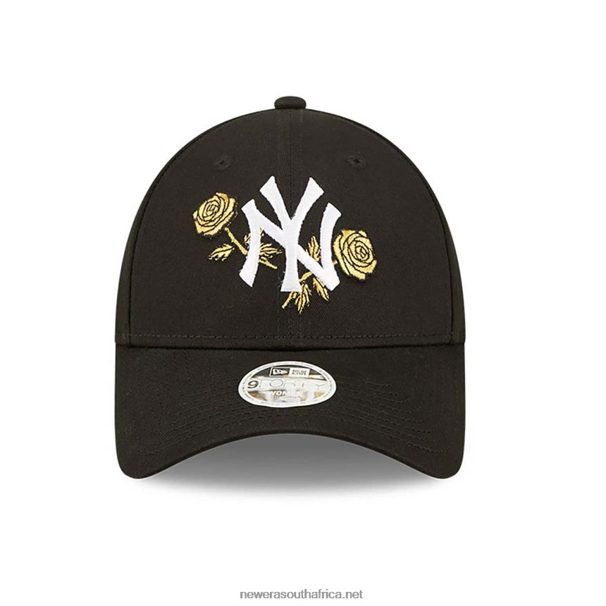 New York Yankees Womens Floral Metallic Black 9FORTY Adjustable Cap New Era TRBRBN1613
