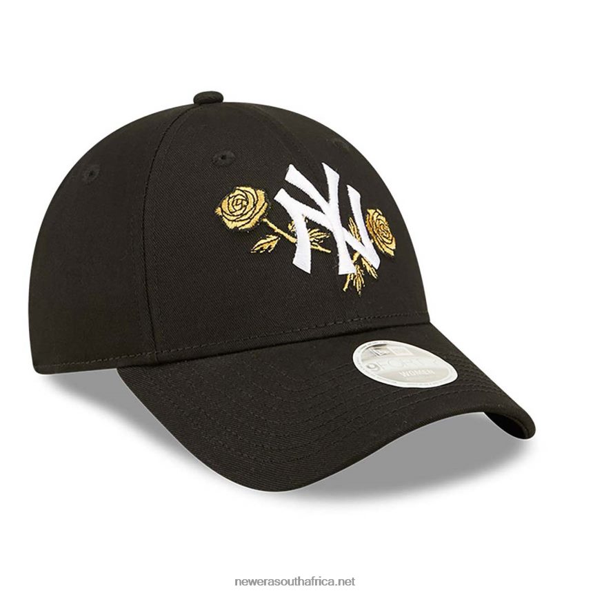 New York Yankees Womens Floral Metallic Black 9FORTY Adjustable Cap New Era TRBRBN1613