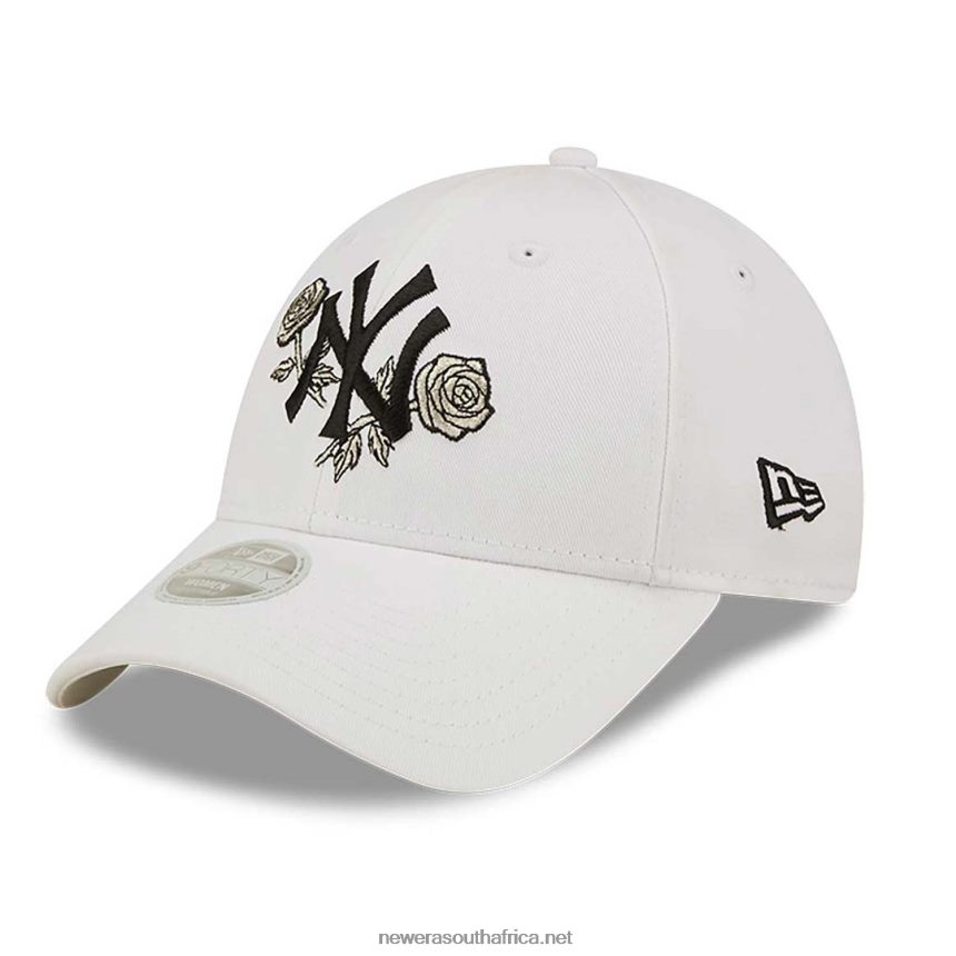 New York Yankees Womens Floral Metallic White 9FORTY Adjustable Cap New Era TRBRBN1711