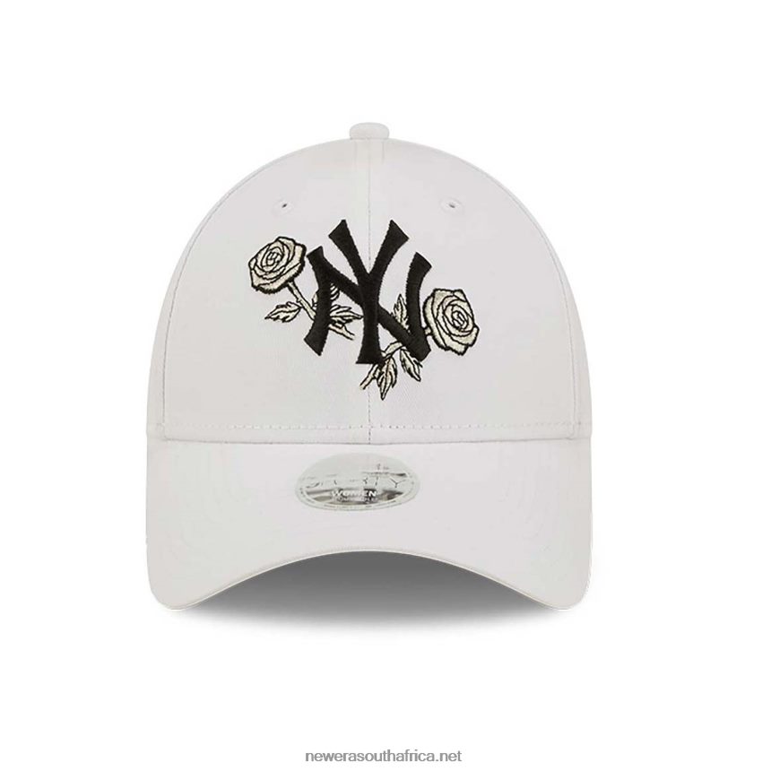 New York Yankees Womens Floral Metallic White 9FORTY Adjustable Cap New Era TRBRBN1711