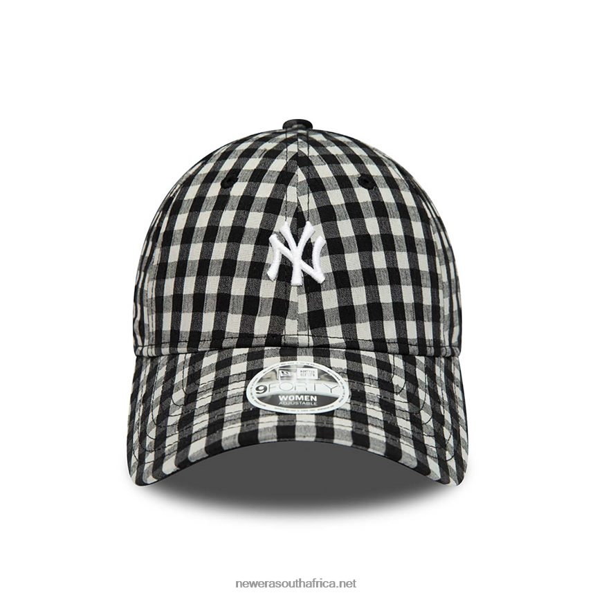 New York Yankees Womens Gingham Black 9FORTY Adjustable Cap New Era TRBRBN1728