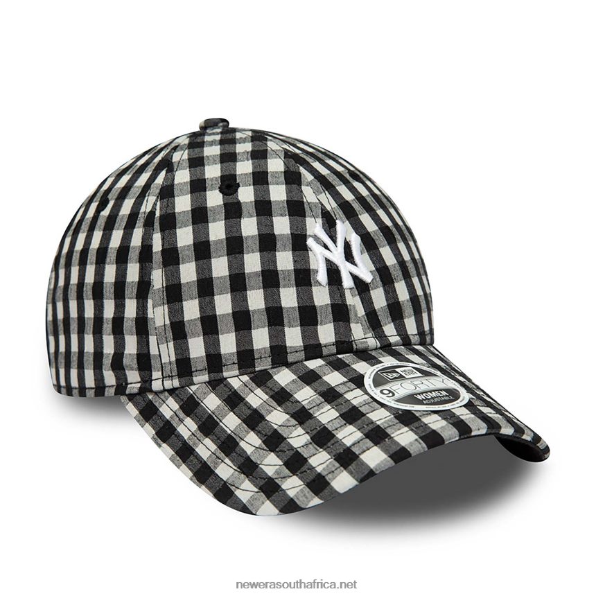 New York Yankees Womens Gingham Black 9FORTY Adjustable Cap New Era TRBRBN1728