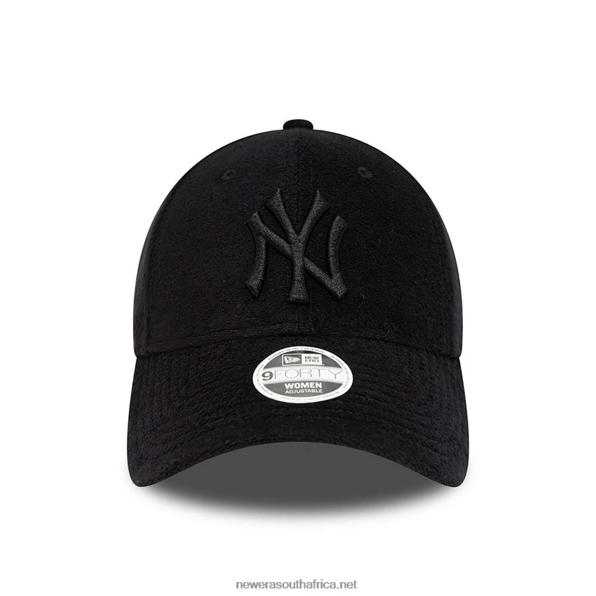 New York Yankees Womens Towelling Black 9FORTY Adjustable Cap New Era TRBRBN1660