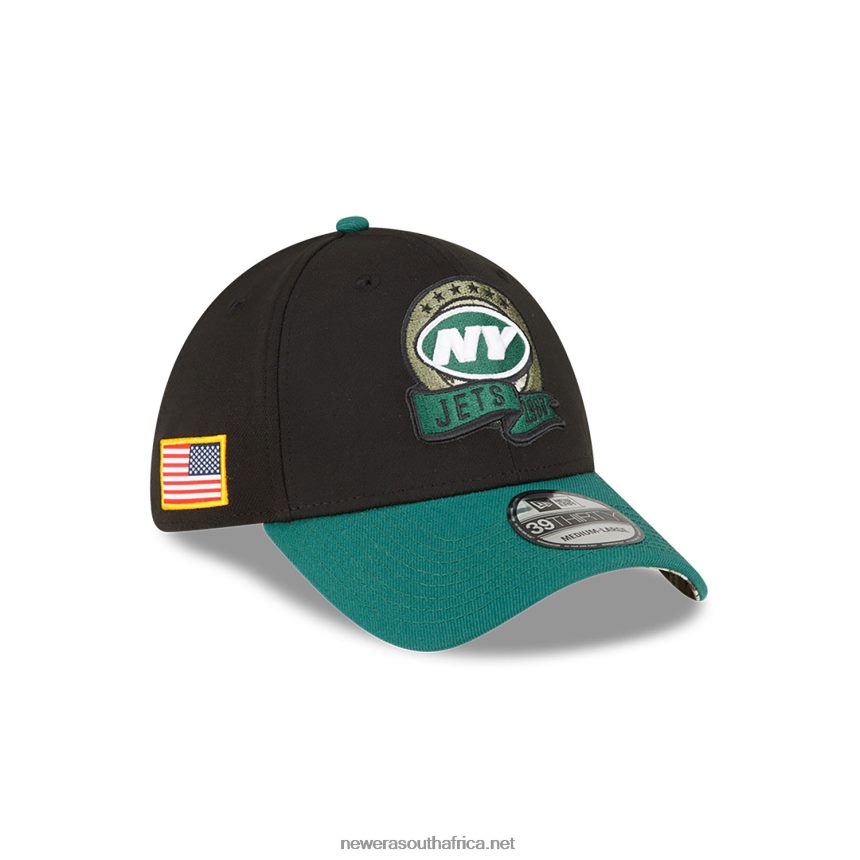 New Yorks Jets NFL Salute to Service Black 39THIRTY Stretch Fit Cap New Era TRBRBN2178