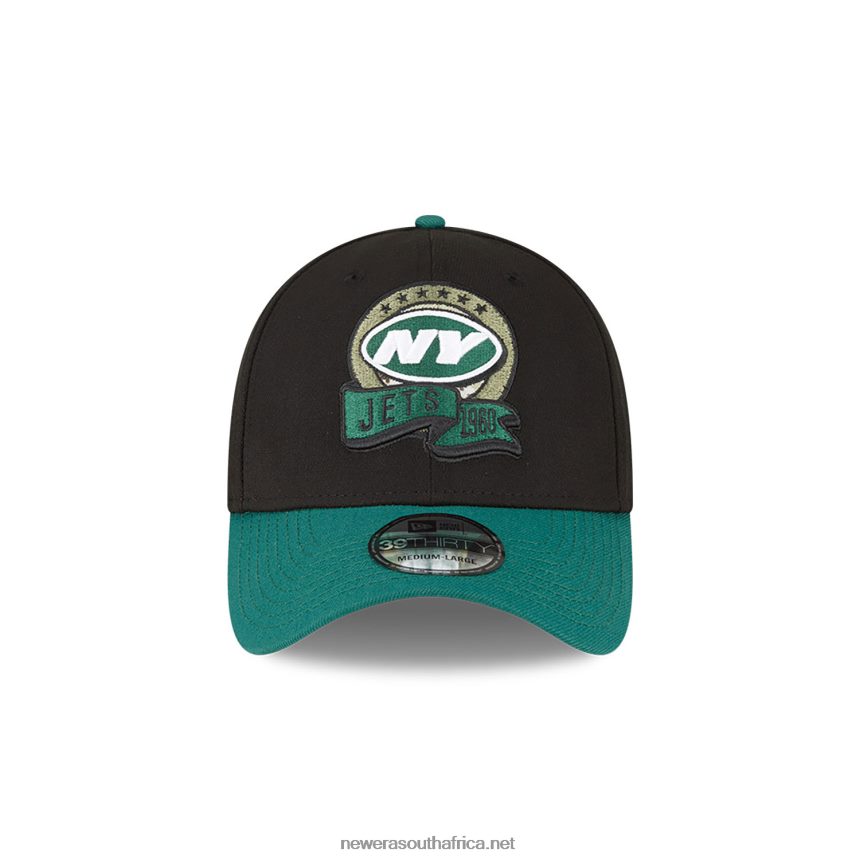 New Yorks Jets NFL Salute to Service Black 39THIRTY Stretch Fit Cap New Era TRBRBN2178