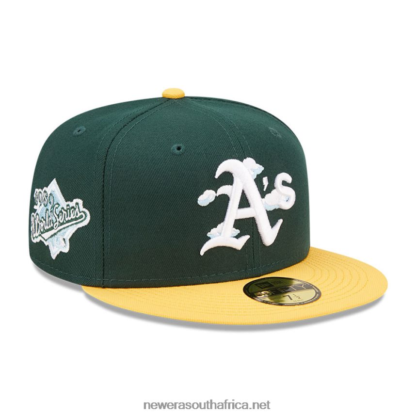 Oakland Athletics Comic Cloud Dark Green 59FIFTY Fitted Cap New Era TRBRBN178