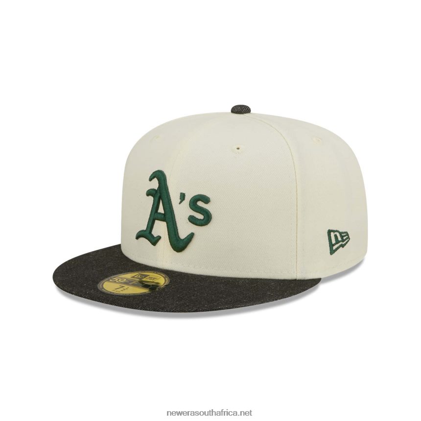 Oakland Athletics MLB Black Denim Chrome White 59FIFTY Fitted Cap New Era TRBRBN778