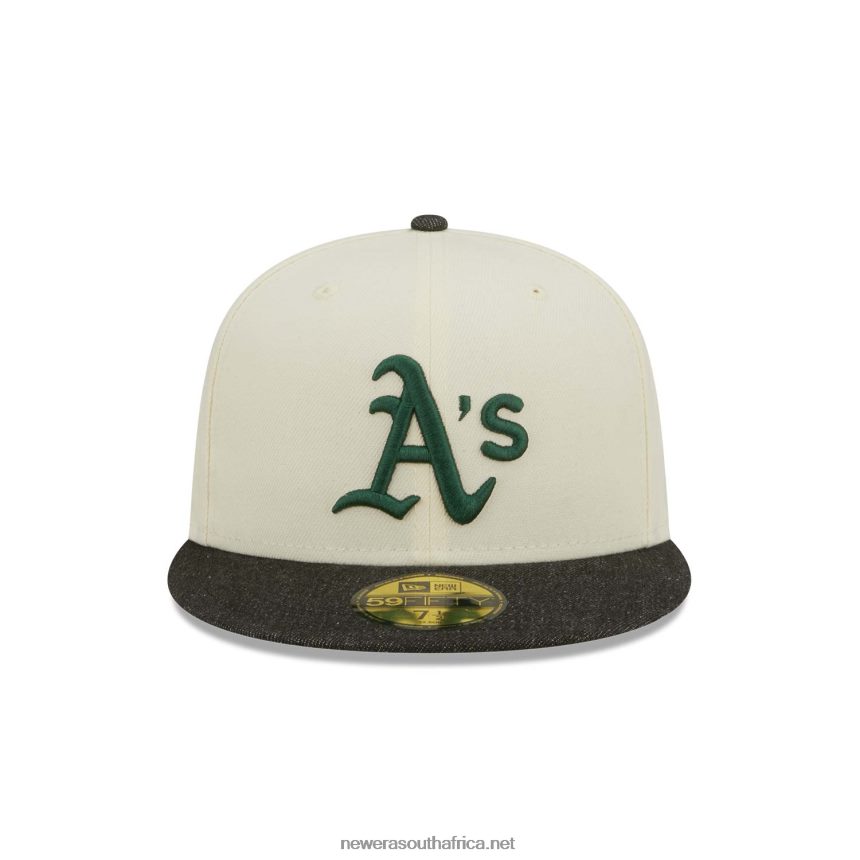Oakland Athletics MLB Black Denim Chrome White 59FIFTY Fitted Cap New Era TRBRBN778