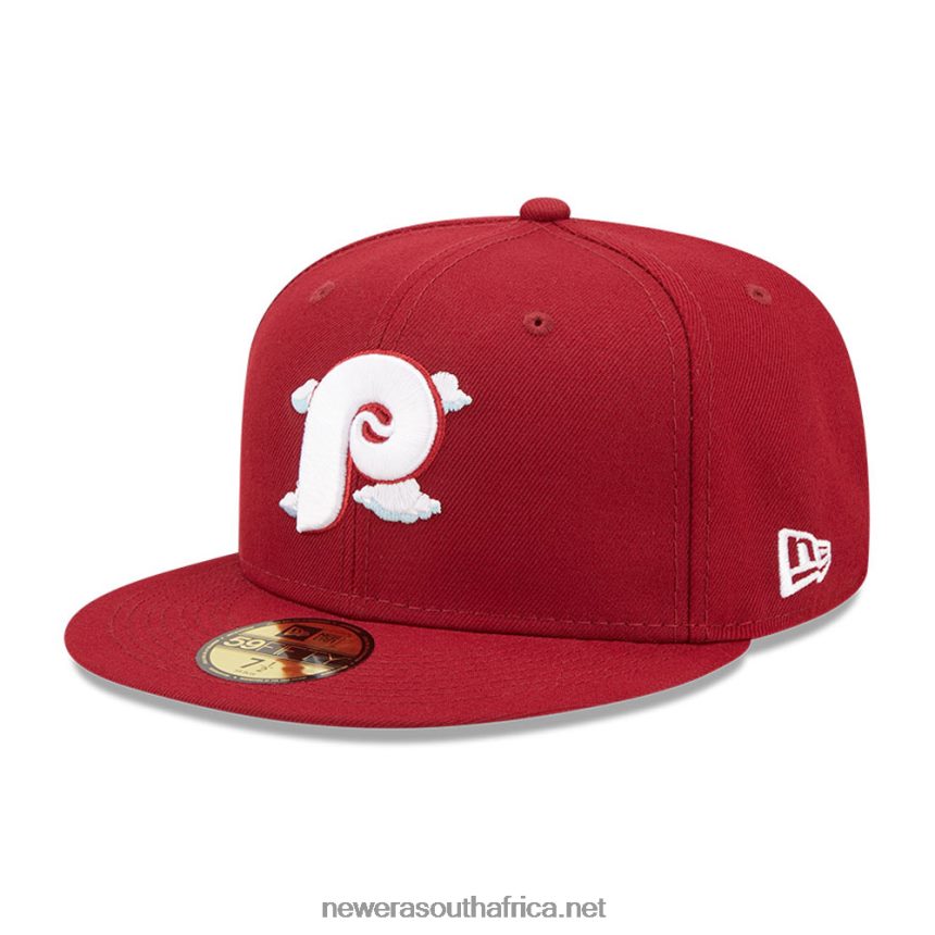 Philadelphia Phillies Comic Cloud Dark Red 59FIFTY Fitted Cap New Era TRBRBN116