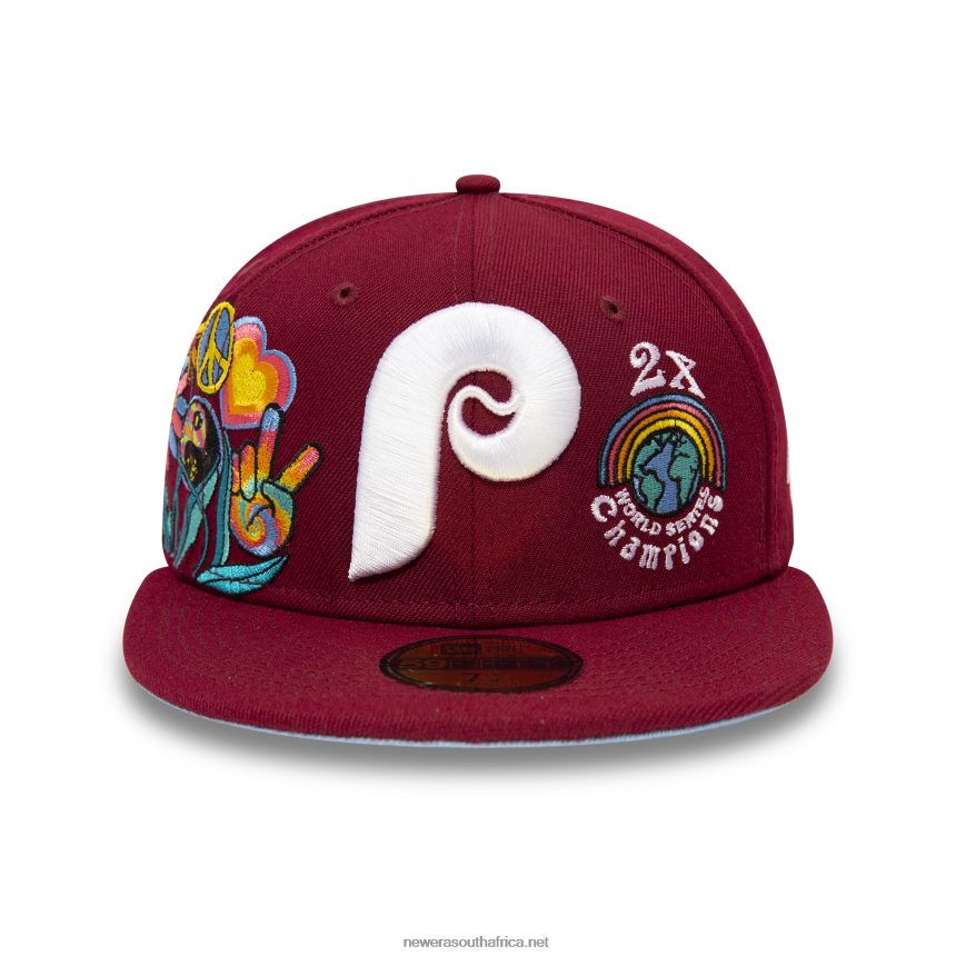 Philadelphia Phillies Groovy Dark Red 59FIFTY Fitted Cap New Era TRBRBN295