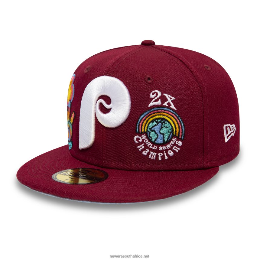Philadelphia Phillies Groovy Dark Red 59FIFTY Fitted Cap New Era TRBRBN295