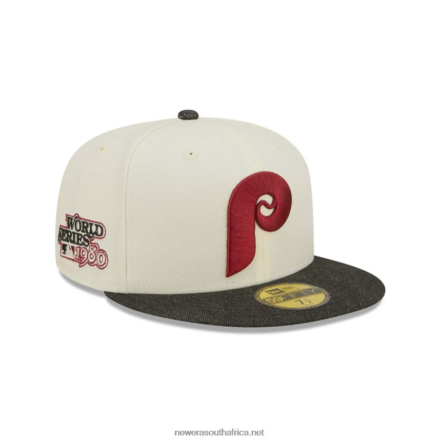 Philadelphia Phillies MLB Black Denim Chrome White 59FIFTY Fitted Cap New Era TRBRBN354