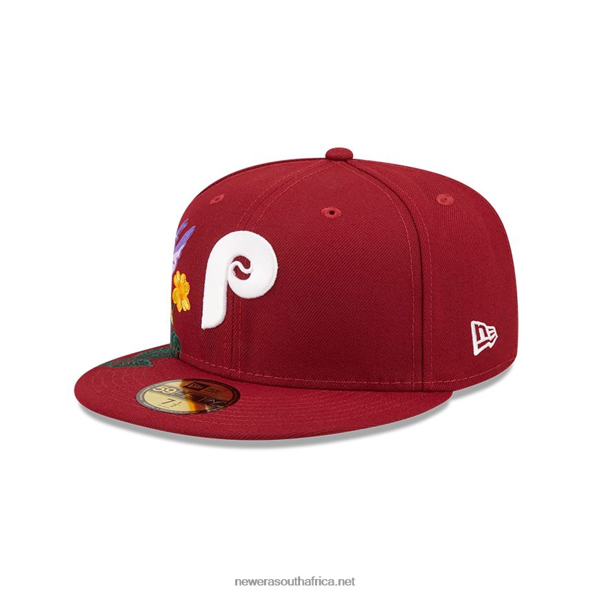 Philadelphia Phillies MLB Blooming Dark Red 59FIFTY Fitted Cap New Era TRBRBN404