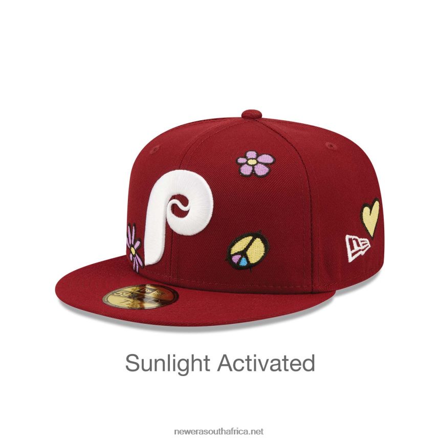 Philadelphia Phillies MLB Sunlight Pop Dark Red 59FIFTY Cap New Era TRBRBN363
