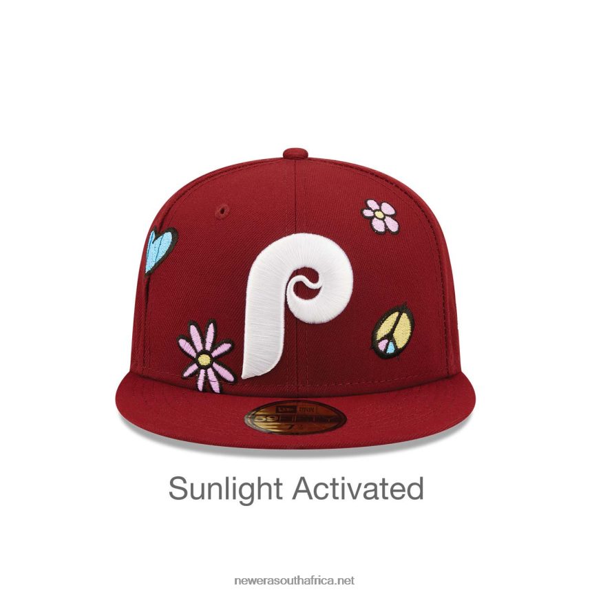 Philadelphia Phillies MLB Sunlight Pop Dark Red 59FIFTY Cap New Era TRBRBN363