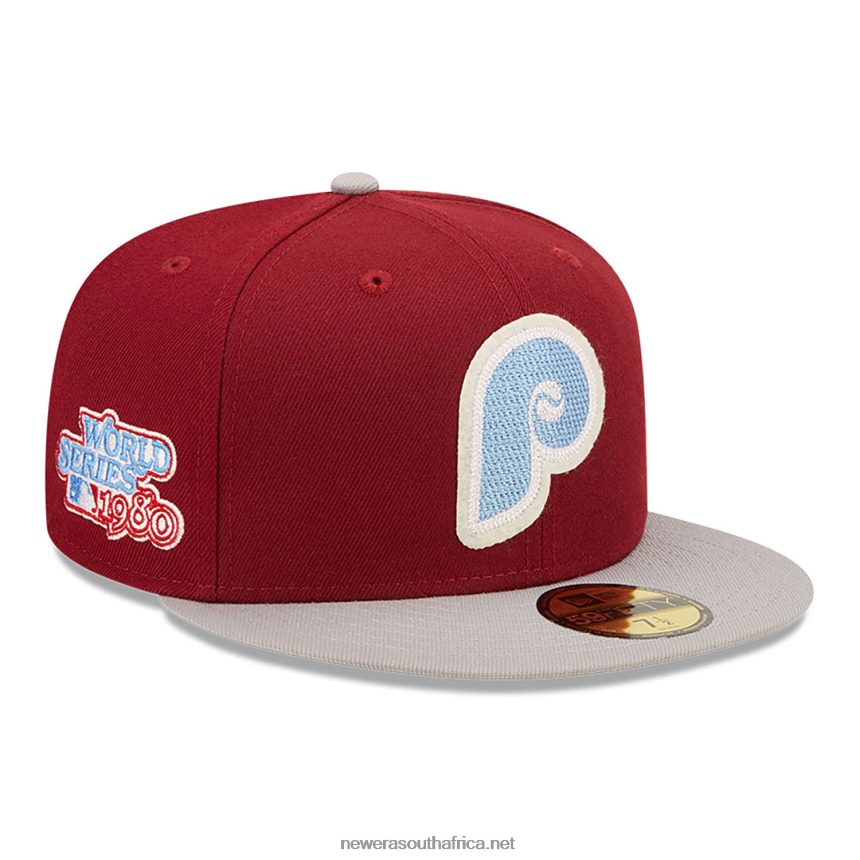 Philadelphia Phillies NE Letterman Dark Red 59FIFTY Fitted Cap New Era TRBRBN525