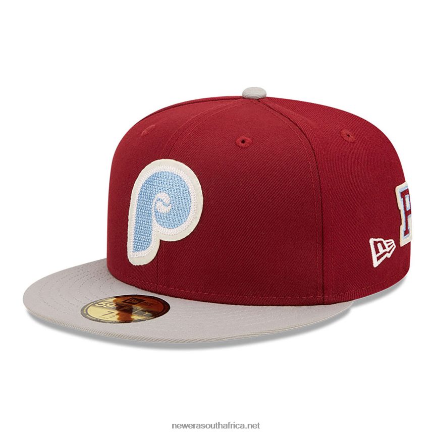 Philadelphia Phillies NE Letterman Dark Red 59FIFTY Fitted Cap New Era TRBRBN525