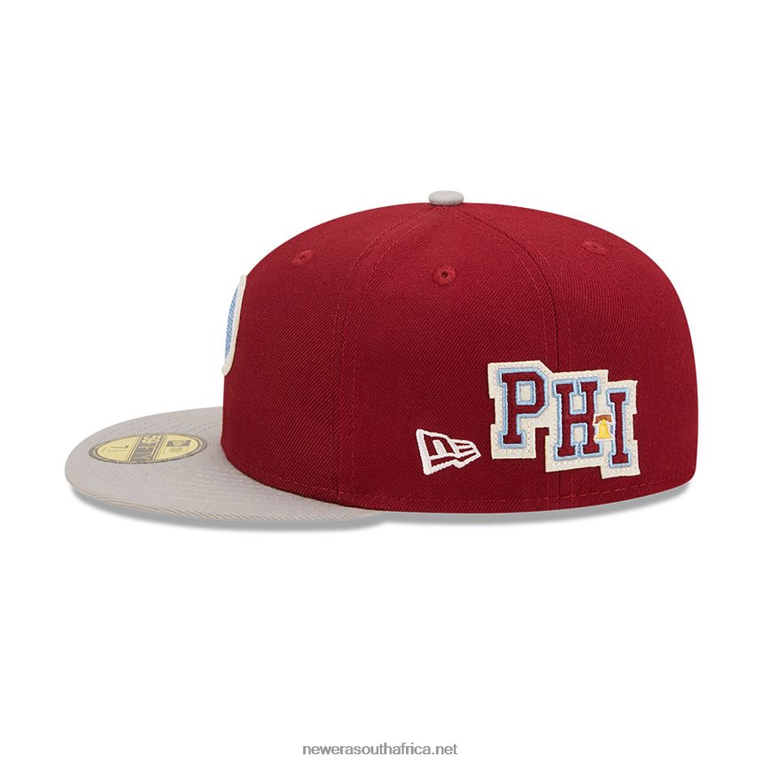 Philadelphia Phillies NE Letterman Dark Red 59FIFTY Fitted Cap New Era TRBRBN525