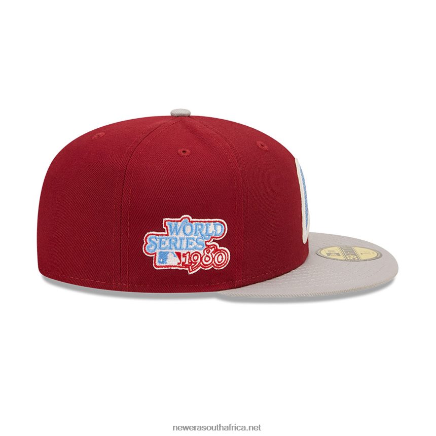 Philadelphia Phillies NE Letterman Dark Red 59FIFTY Fitted Cap New Era TRBRBN525
