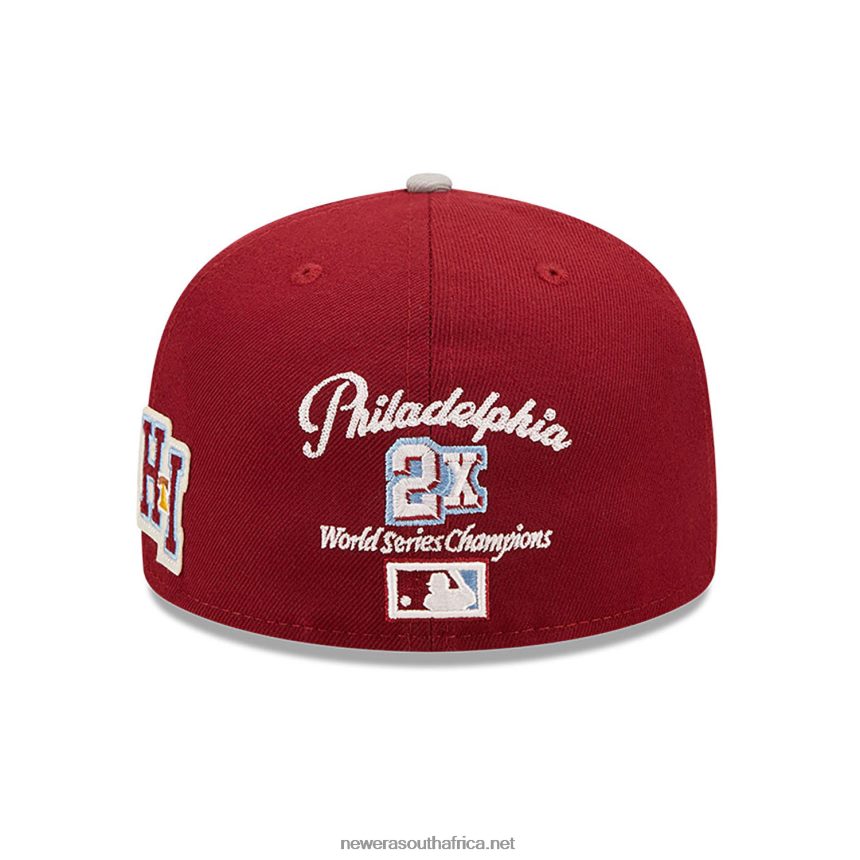 Philadelphia Phillies NE Letterman Dark Red 59FIFTY Fitted Cap New Era TRBRBN525