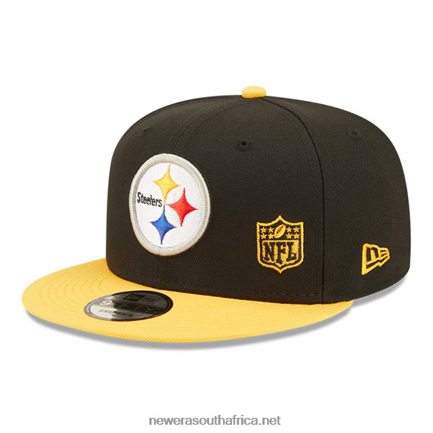 Pittsburgh Steelers NFL Black Letter Arch Black 9FIFTY Snapback Cap New Era TRBRBN2083