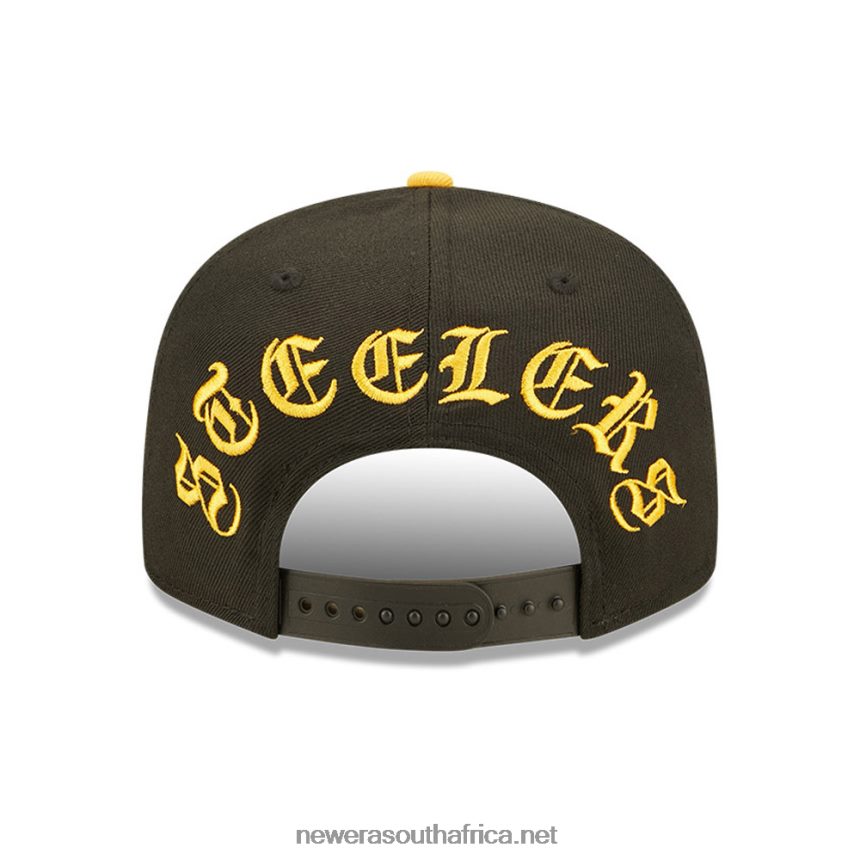 Pittsburgh Steelers NFL Black Letter Arch Black 9FIFTY Snapback Cap New Era TRBRBN2083