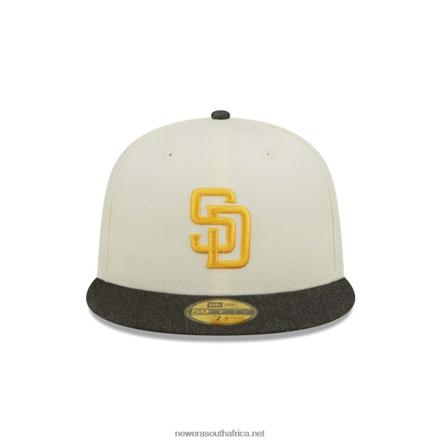 San Diego Padres MLB Black Denim Chrome White 59FIFTY Fitted Cap New Era TRBRBN292
