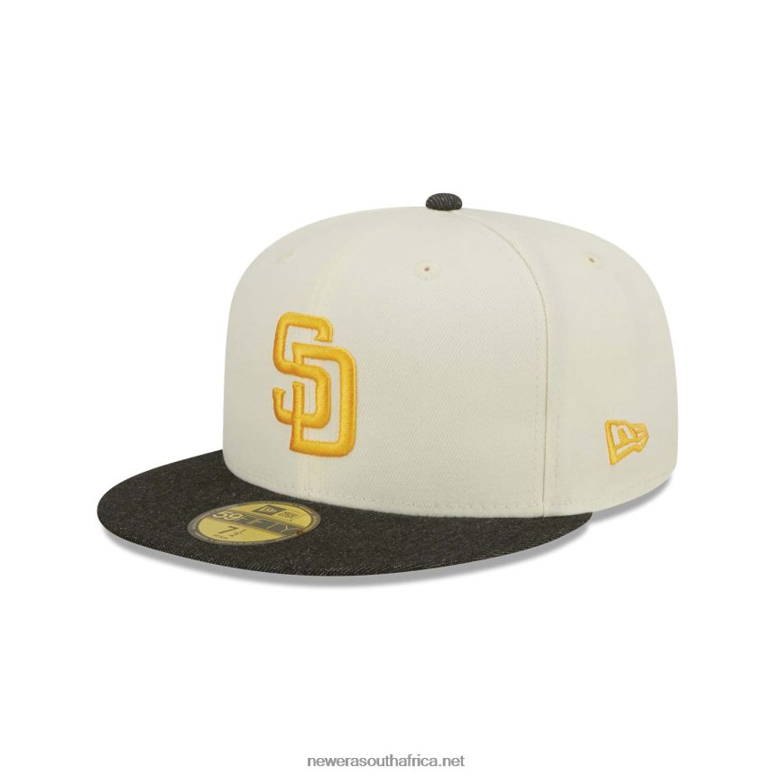 San Diego Padres MLB Black Denim Chrome White 59FIFTY Fitted Cap New Era TRBRBN292