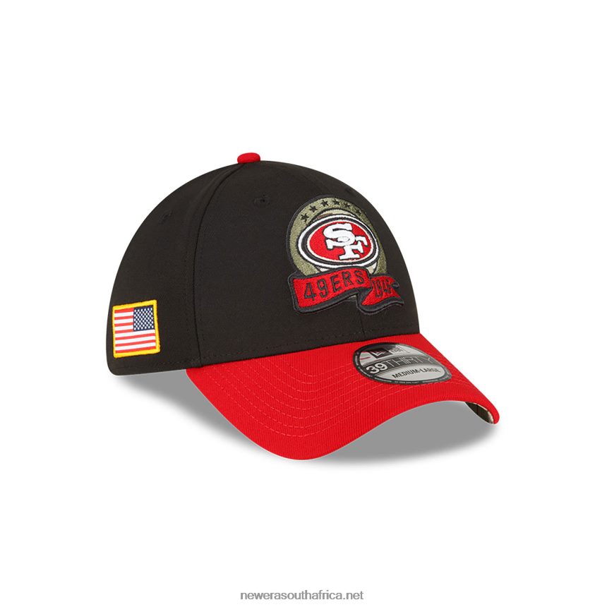 San Francisco 49ers NFL Salute to Service Black 39THIRTY Stretch Fit Cap New Era TRBRBN2181