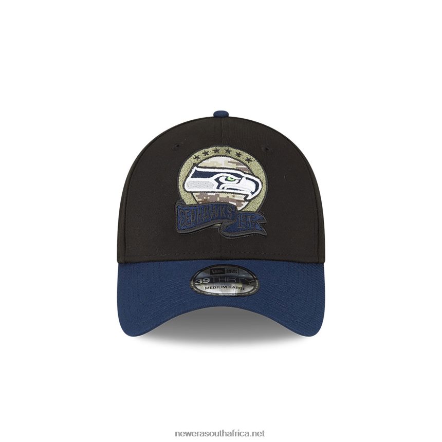 Seattle Seahawks NFL Salute to Service Black 39THIRTY Stretch Fit Cap New Era TRBRBN2184