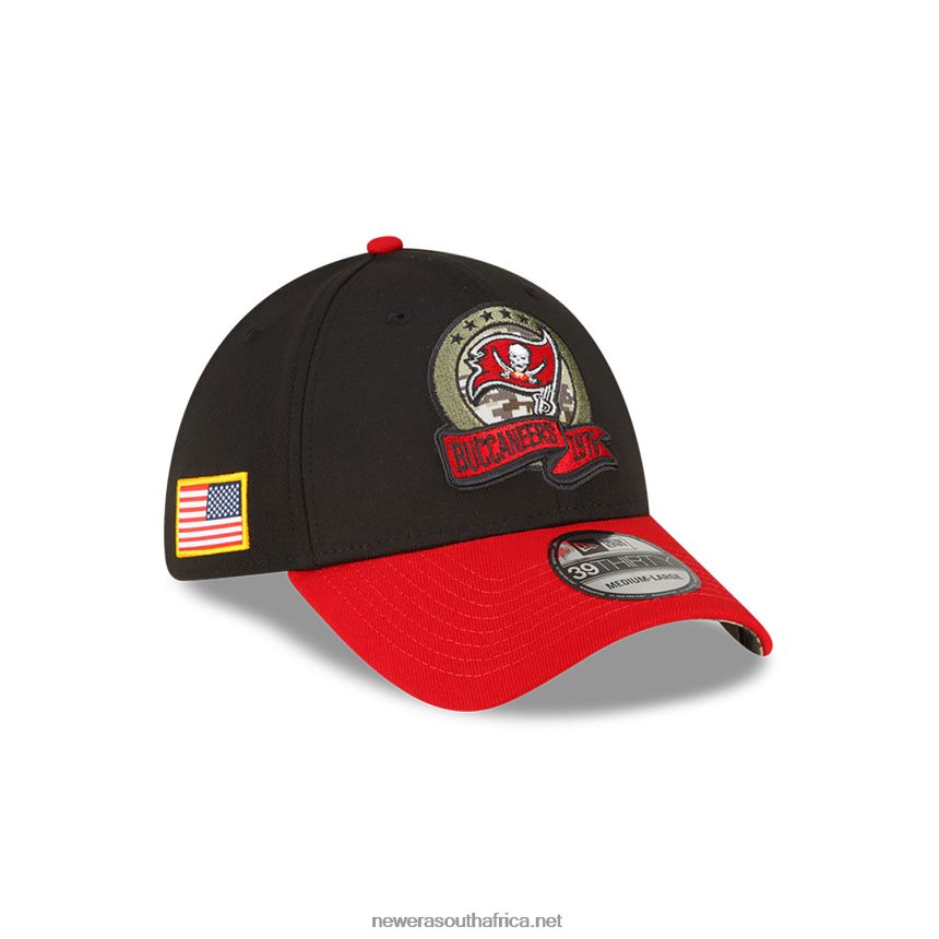 Tampa Bay Buccaneers NFL Salute to Service Black 39THIRTY Stretch Fit Cap New Era TRBRBN2175