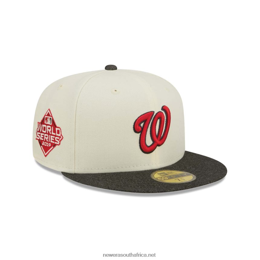 Washington Nationals MLB Black Denim Chrome White 59FIFTY Fitted Cap New Era TRBRBN416