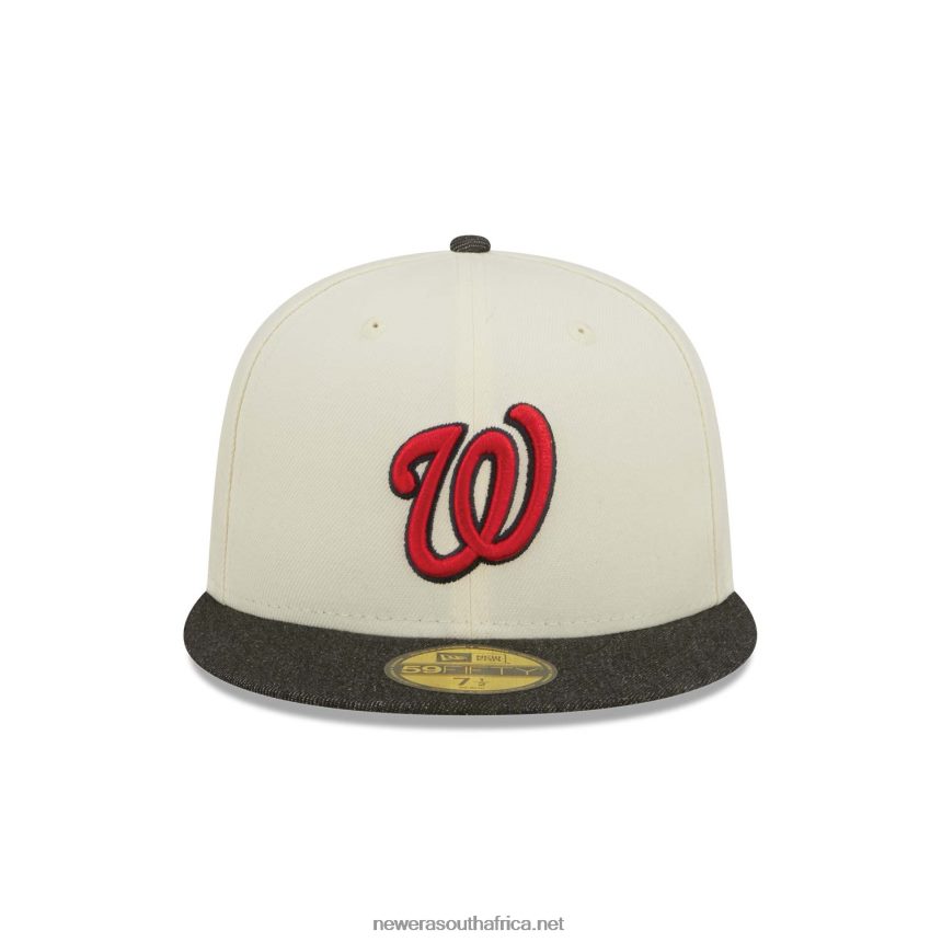 Washington Nationals MLB Black Denim Chrome White 59FIFTY Fitted Cap New Era TRBRBN416