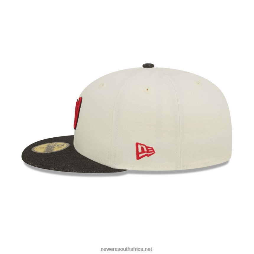 Washington Nationals MLB Black Denim Chrome White 59FIFTY Fitted Cap New Era TRBRBN416