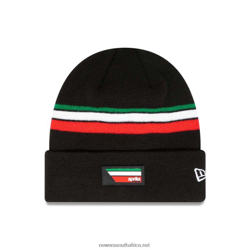 Aprilia Tricolour Stripe Black Cuff Knit Beanie Hat New Era TRBRBN2399