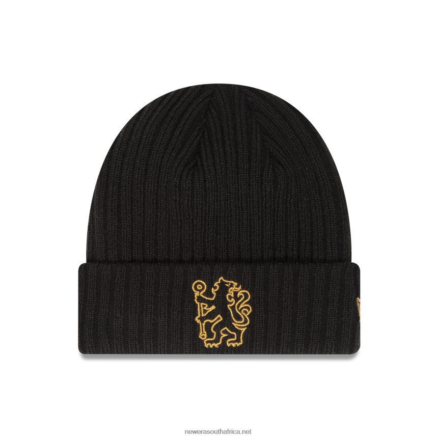 Chelsea FC Outline Black Ribbed Beanie Hat New Era TRBRBN2533