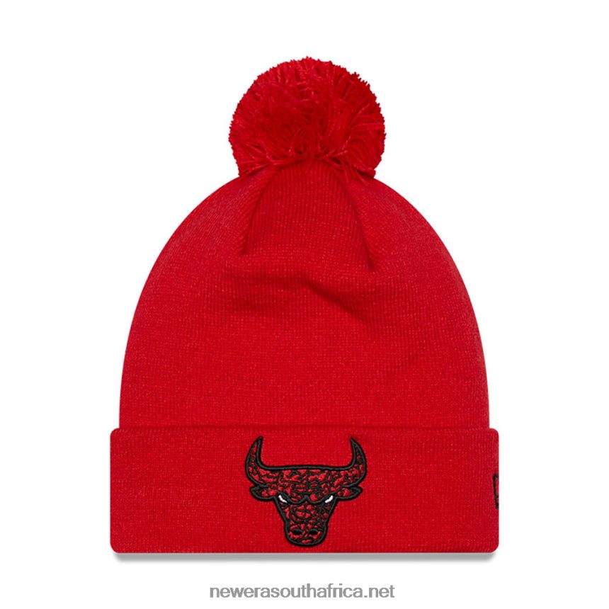 Chicago Bulls Infill Red Bobble Beanie Hat New Era TRBRBN2355