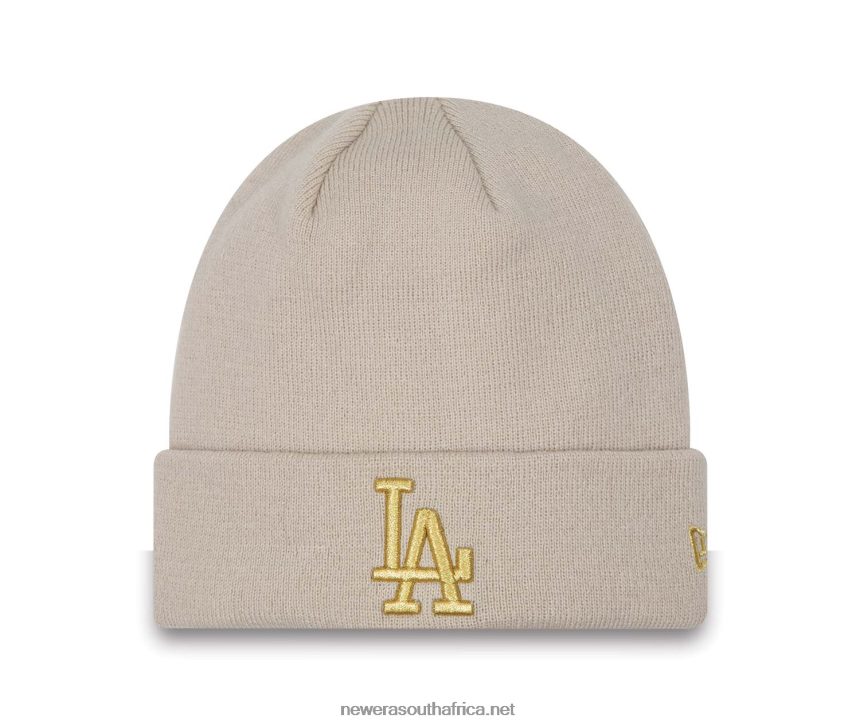 LA Dodgers Womens Metallic Brown Beanie Hat New Era TRBRBN2553