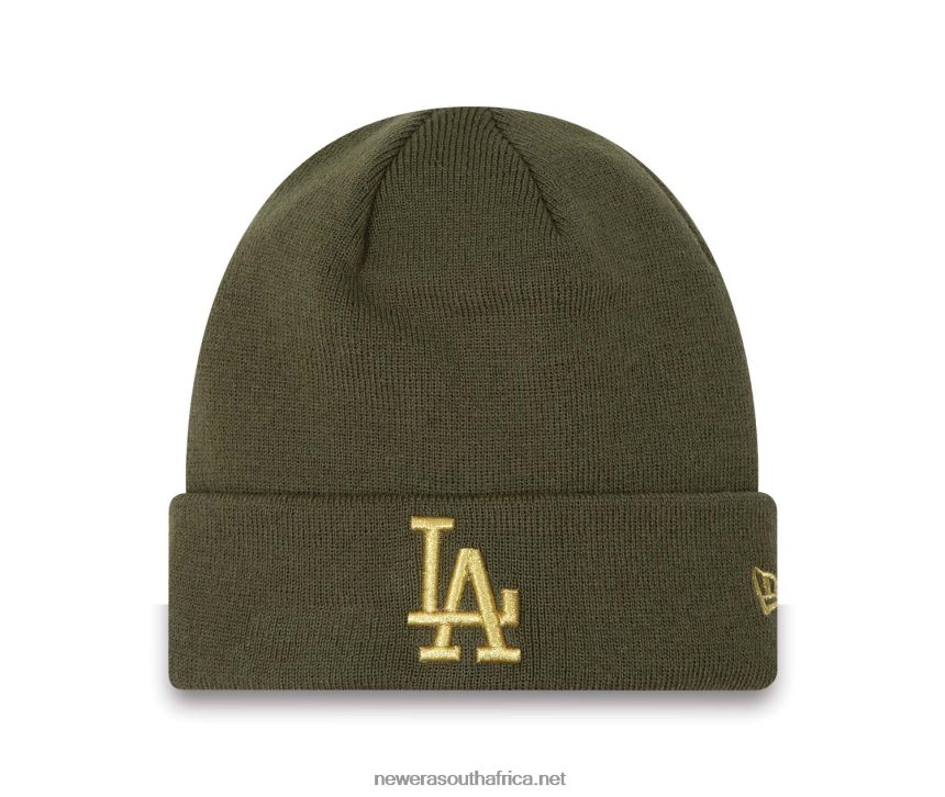 LA Dodgers Womens Metallic Green Beanie Hat New Era TRBRBN2331