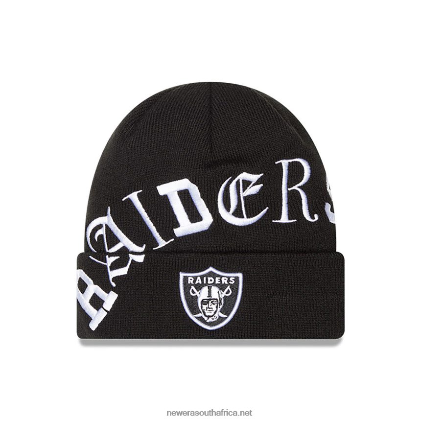 Las Vegas Raiders Blackletter Black Knit New Era TRBRBN2372