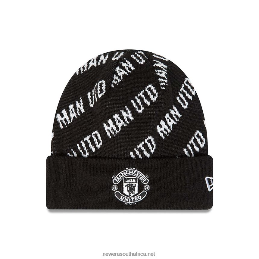 Manchester United FC Tonal Black Cuff Knit Beanie Hat New Era TRBRBN2349