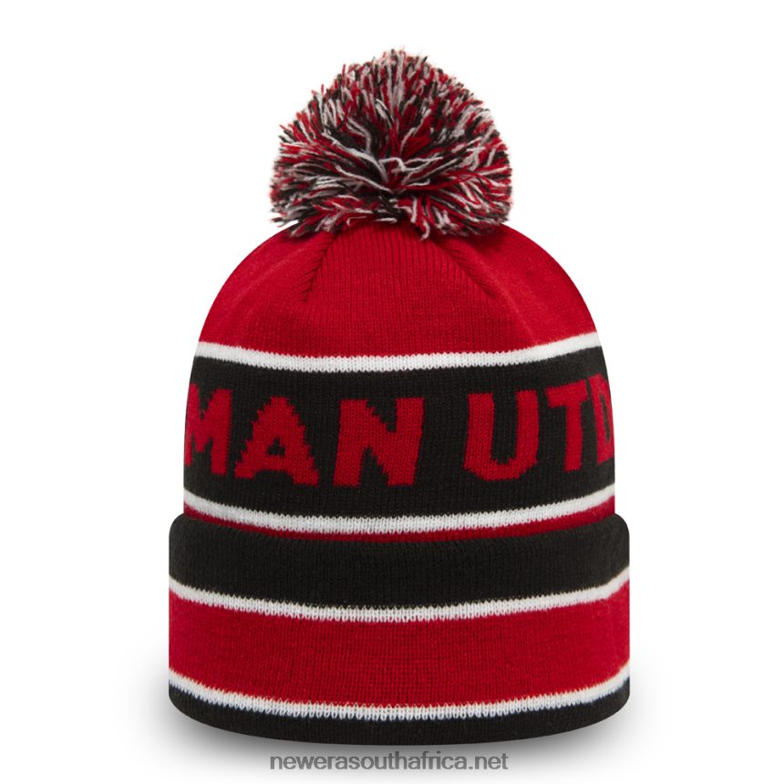 Manchester United Striped Red Multi Bobble Beanie Hat New Era TRBRBN2559