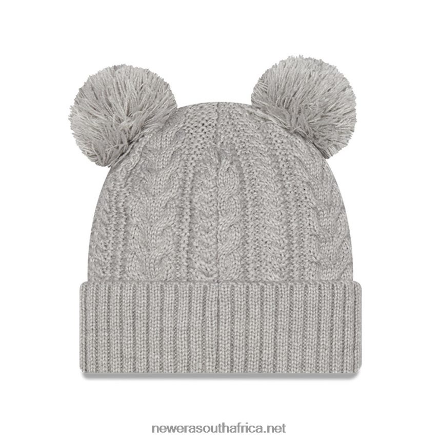 New York Yankees Double Pom Womens Grey Bobble Beanie Hat New Era TRBRBN2519