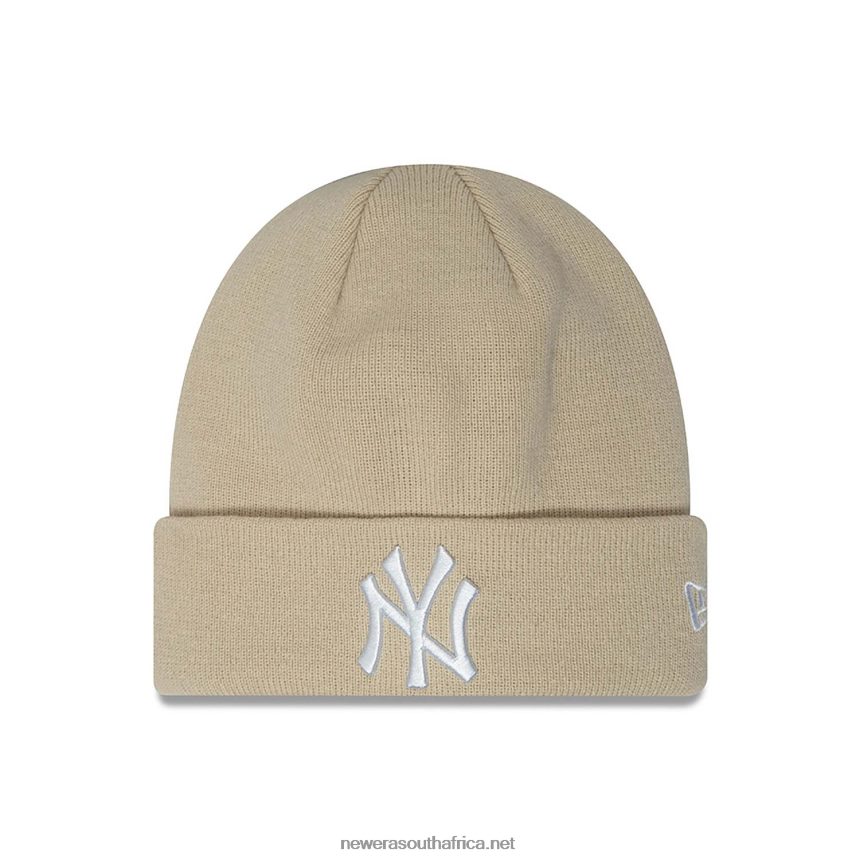 New York Yankees Essential Light Beige Womens Cuff Knit Beanie Hat New Era TRBRBN2469